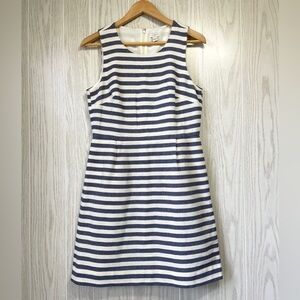 J.Crew Factory Striped Blue Sleeveless Cotton G3716 Shift Dress Size 8 EUC